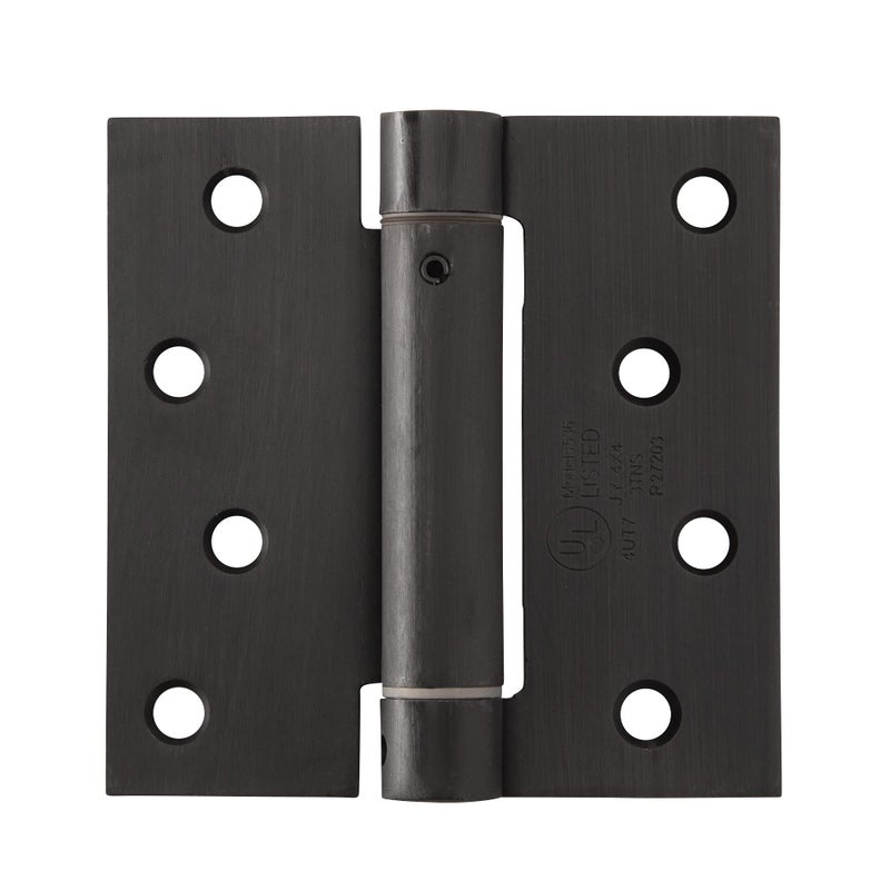 Hinge Outlet Self Closing Spring Hinge - 4 Inches Square - Oil Rubbed Bronze - Spring Loaded for Doors - 2 Pack - Image 1